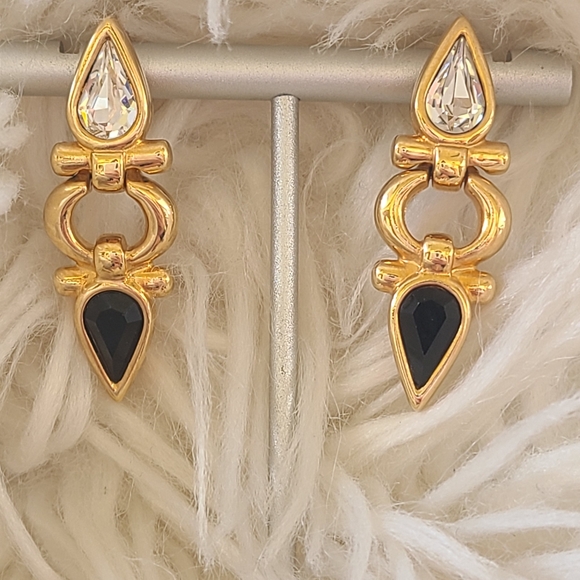 Swarovski Crystal Swan Signed Pierced Earrings- Great Condition - Picture 5 of 6